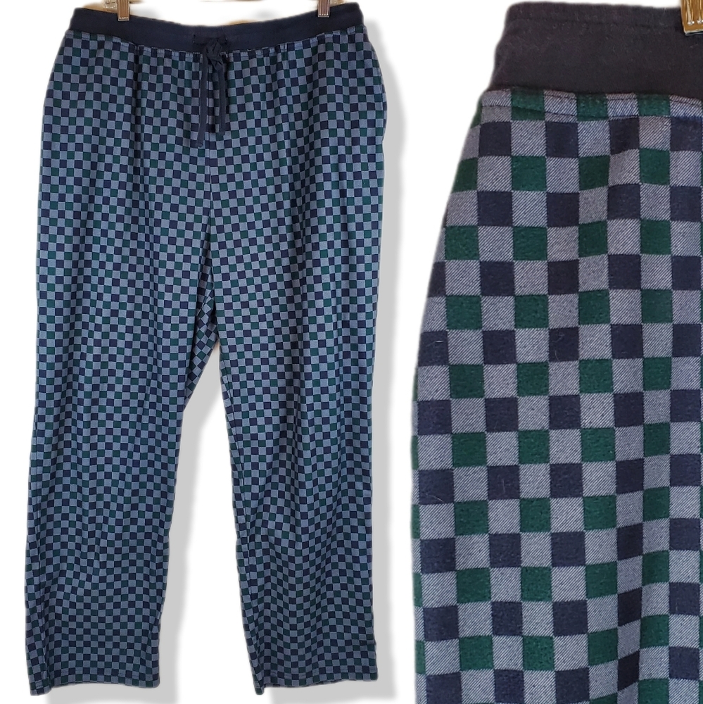 Royal Class Blue Green Checks Pajama Pants Size L Mens